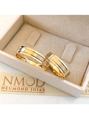 Par Aliança Casamento 5mm Ouro 18K Tulipa Neumond Joias